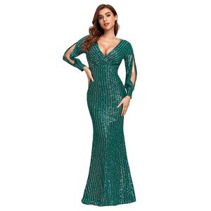 Women Ladies Elegant Prom <strong>Dresses</strong> Party Sequin Long Sleeved Evening <strong>Dress</strong> Fishtail Mother of Bride <strong>Wedding</strong> Casual <strong>Dress</strong> - Product Image 1