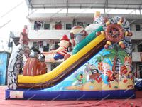 Castillo pirata salto tobogán inflable casa hinchable Castillo Combo obstáculo patio inflable Parque de Atracciones gorila toboganes secos