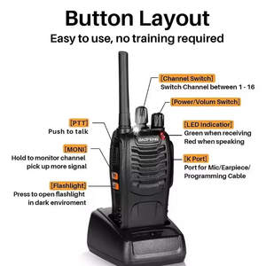 <span class=keywords><strong>Talkie</strong></span>-<span class=keywords><strong>walkie</strong></span> <span class=keywords><strong>Baofeng</strong></span> BF-88E d'origine, longue portée, chargeur USB, <span class=keywords><strong>PMR446</strong></span> sans licence, 0,5W, 16 canaux, radio bidirectionnelle avec écouteur - Product Image 6