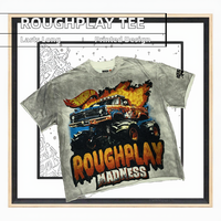 T-shirt décontracté à manches courtes pour homme RoughPlay Madness, 100 % coton, coupe classique, impression numérique vierge, idéal pour l'été