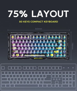 GravaStar K1 LITE 75% Mechanical <b>Keyboard</b>, Tri-mode Wireless Wired Gasket Custom <b>Keyboard</b> with Side-printed K - Product Image 2