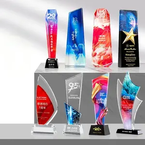 Trofeo de cristal con impresión en color, trofeo personalizado a todo color, trofeo de medio color, competición creativa de alto grado, recuerdo de premio de honor