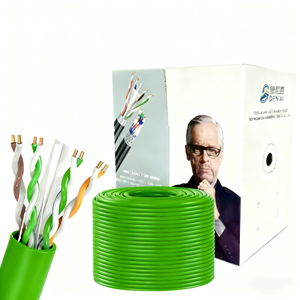 สายเคเบิลเครือข่าย DENIXI Cat6 แบบแข็ง CCA ป้องกันสัญญาณรบกวน <span class=keywords><strong>UTP</strong></span>/FTP ขนาด 23/24AWG ความยาว 100 ม./305 ม./500 ม. สำหรับใช้งานภายในอาคาร ความเร็วสูง 10G สำหรับบ้าน/สำนักงาน/ร้านอินเทอร์เน็ต - Product Image 1