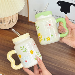 MM Direct in cartone animato carino tazza di caffè in ceramica fresca <span class=keywords><strong>con</strong></span> coperchio di alto valore Design creativo del cuore della ragazza che usa la tazza dell'acqua - Product Image 3