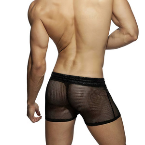 Pantaloni a Rete in Stile Europeo e Americano per <span class=keywords><strong>Uomo</strong></span>, Boxer Sexy Tinta Unita Comodi e Traspiranti, <span class=keywords><strong>Intimo</strong></span> Sexy - Product Image 3