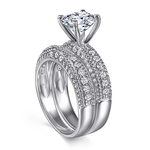 Trong Kho Đồ Trang Sức 925 Silver Ring Bridal Ring Set Trong Phụ Nữ 'Kết Hợp Phụ Kiện Zircon Kim Cương Nhẫn - Product Image 3