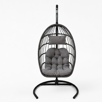 Chaise suspendue œuf en rotin pour jardin, mobilier d'extérieur moderne, best-seller, avec support en métal, imperméable, pour parc