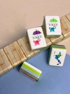 4-Layer Acrylic American Mahjong Tiles with Inner Bamboo Grain Print Real Shots <b>Folding</b> Metal Legs Clear Carry Case Ready Ship - Product Image 4