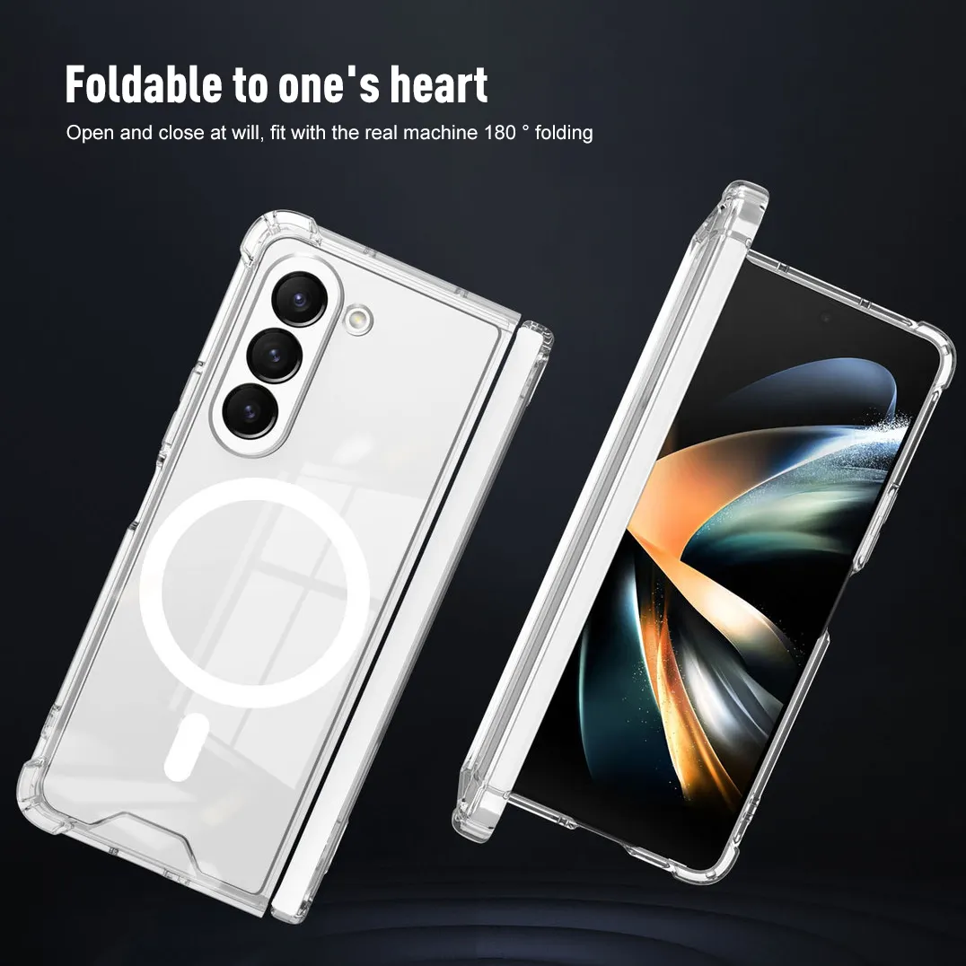 Geili per Samsung Galaxy Z piega 5 Cover magnetica antiurto per paraurti angolare trasparente magnetico custodia per telefono di ricarica Wireless