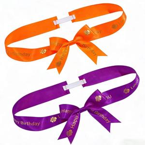 Noeuds en <span class=keywords><strong>ruban</strong></span> satiné double face personnalisés, <span class=keywords><strong>ruban</strong></span> cadeau floral pré-noué, écologique, pour anniversaires, Noël - Product Image 2