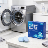 Tablettes nettoyantes rondes bleu clair pour tambour de lave-linge, éliminent les sources d'odeurs pour l'entretien des lave-linges domestiques