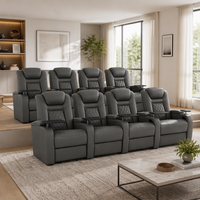 Fauteuil inclinable moderne en cuir pleine fleur, extensible, avec appuie-tête électrique double, pour gaming et home cinéma, avec table plateau, chargeur USB et porte-gobelet