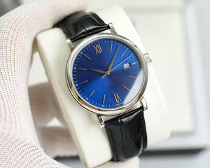 Montre mécanique automatique en acier inoxydable avec logo personnalisé, cadran en verre saphir, bracelet en cuir véritable PU et fermoir papillon - Product Image 5