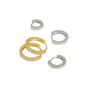 Wholesale Trendy Multi Sizes Huggie Earrings Sterling Silver 18K <b>Gold</b> Rhodium Plated Women's Engagement & Anniversary - Product Image 1