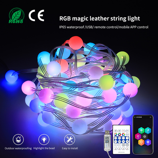 LED Remote Control Multicolor 66LEDs 4040 IC RGB USB String Light 10m Outdoor/Indoor Christmas Decorative Lighting IP65 Rated