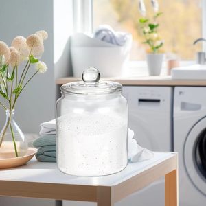 Clear Glass <strong>Laundry</strong> <strong>Jar</strong> Storage Glass <strong>Laundry</strong> <strong>Jar</strong> With Lid Use for Bathroom - Product Image 5
