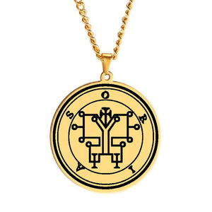 Sceaux d'or des 72 esprits, la clé inférieure de Salomon, le roi Asmoday, origines du démon, goétie 49-60, collier pendentif en acier inoxydable - Product Image 3