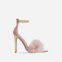 Sandales à talons hauts élégantes pour femmes, mules en fourrure de luxe