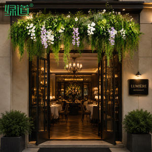 Décoration de plafond Greenway avec plantes vertes artificielles, feuilles d'eucalyptus, palmier areca, monstera, fleurs artificielles pour devanture de magasin - Product Image 2