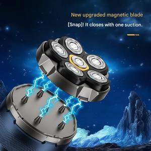 Tondeuse à Barbe et <span class=keywords><strong>Rasoir</strong></span> Électrique Imperméable Sans Fil 6 Lames LED Rotatif pour Hommes Chauves - Product Image 3