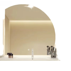 Superbe <span class=keywords><strong>Miroir</strong></span> Intelligent LED Demi-Lune Personnalisé pour Salle <span class=keywords><strong>de</strong></span> Bain, Mural, avec Éclairage Irrégulier pour Maquillage - Product Image 4