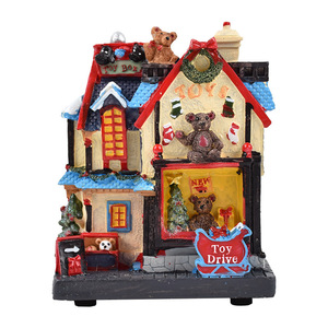 Décorations de Noël en résine, style rétro européen, micro-paysage lumineux, petite maison musicale, pour la maison et le bureau, directement de l'usine - Product Image 5