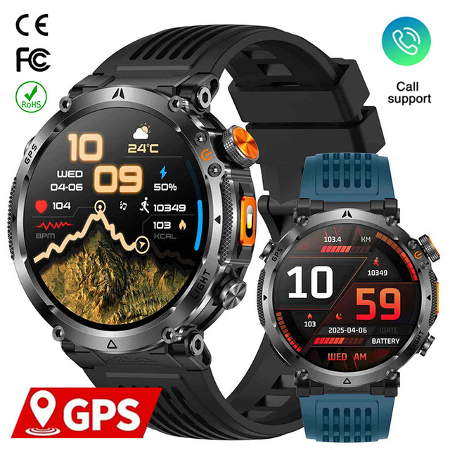 CE FCC Rohs Certified HT42 Sport Tracking GPS Positioning Smartwatch with Compass Outdoor 3ATM Waterproof Relojes Smart Watches