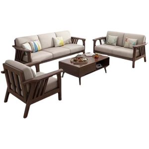 Nordic Solid Wood <b>Sofa</b> L-Shaped Upholstered Fabric Corner <b>Sofa</b> For Small Apartments Living Room Furniture - Product Image 3