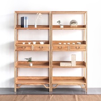 Nouvelle étagère de rangement en bois massif de style chinois moderne, simple, en bois d'orme, bibliothèque verticale pour le salon