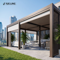 Pergola à toit à lames orientables en aluminium sur mesure pour les entrepreneurs et les constructeurs, pergola de patio au bord de la piscine avec télécommande électrique