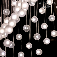 Lustre en verre cristal effet goutte de pluie avec télécommande pour salle à manger de villa, centres de table de mariage, AC 2700K blanc chaud