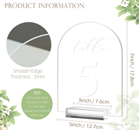 Numéros de table modernes en acrylique transparent, écologiques, imprimés UV, en forme d'arche, pour mariages, avec support de signalisation pour table