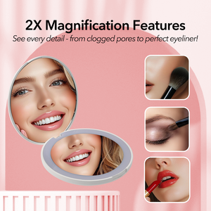 Compact Travel <strong>LED</strong> Makeup <strong>Mirror</strong> <strong>with</strong> <strong>2X</strong> <strong>Magnifier</strong>, 3-Color Dimmable <strong>Light</strong>, Type-C Rechargeable for On-the-Go Use - Product Image 4