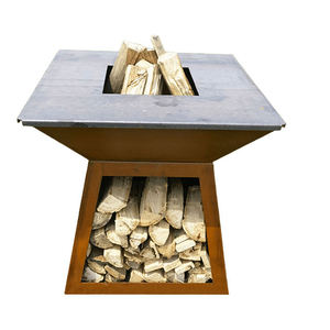 Barbecue Teppanyaki carré simple en acier Corten, chauffage au bois en métal rouillé, foyer extérieur - Product Image 1