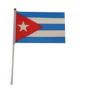 Großhandel billig Polyester Stoff Druck Welt 14*21 cm Kuba Hand winken Flaggen