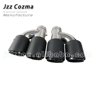 JZZ Tipo H, Punta de Escape Doble de Acero Inoxidable, Universal, 63mm a 89mm, 240mm de Longitud Total, Salidas Dobles, Punta de Fibra de Carbono de 1.5mm - Product Image 3