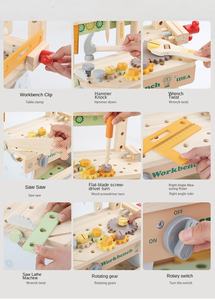Ensemble de boîte à <span class=keywords><strong>outils</strong></span> de réparation combinée, jouet de démontage de table <span class=keywords><strong>en</strong></span> <span class=keywords><strong>bois</strong></span> assemblé, puzzle pour bébé, blocs de construction de voiture, jouets éducatifs - Product Image 3