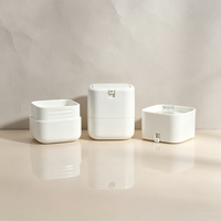 Pot à pompe sans air personnalisé avec logo, carré, blanc mat, pour baume nettoyant, sérum, beurre corporel, masque capillaire, luxe