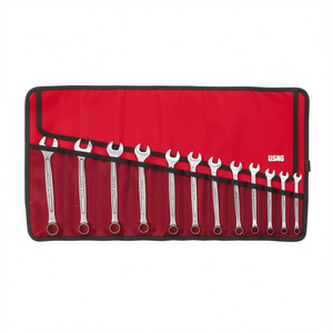 Open End Wrench Set 12 Piece Metric Red <b>Roll</b> Case Organized Tool <b>Kit</b> - Product Image 2