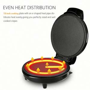 Mini Crêpière Électrique Portable en Acier Inoxydable Antiadhésive avec Thermostat Automatique pour Crêpes et Pancakes, Idéale pour le Petit-Déjeuner et la Cuisine Domestique - Product Image 2