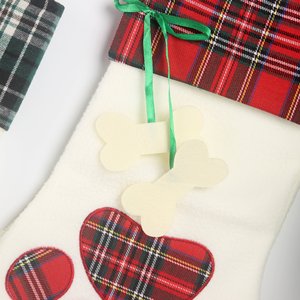 Nouvelle décoration de noël fournitures chien patte chaussettes dessin animé chat os cadeau chaussettes plaid cadeau sacs décoration de la maison - Product Image 3