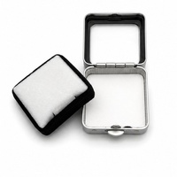 Boîte de présentation personnalisée pour pierres brutes, cadre métallique, fermeture à pression, dessus en verre transparent, étui à gemmes noir et argent, emballage de bijoux multi-tailles
