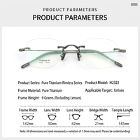 Venta Directa de Fábrica, Gafas de Titanio Puro para Hombre y Mujer, Montura Ovalada Duradera con Patrón Geométrico, H2322, Montura de Lujo Moderna