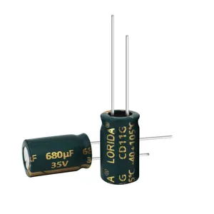 Nhà Máy Giá 35V 680UF 10*17 Dip điện áp cao tụ sử dụng rộng rãi tốt nhất nhôm điện phân tụ cho âm thanh