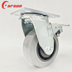 Roue pivotante antistatique Carsun Heavy Duty 5 pouces en polyuréthane, acier galvanisé, fonctionnement silencieux, frein à blocage total, gris doux - Product Image 3