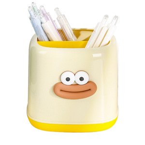 Multi Functional Pen Holder Square Cartoon Design Open Top With Compartments For Desk Office Storage - Product Image 5