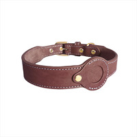 Collier pour chien en cuir véritable avec AirTag et localisateur Apple, en cuir de vachette pleine fleur, détachable, toutes saisons, autres festivals
