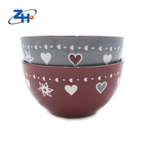 Ensemble de bols écologiques personnalisés pour le camping, vaisselle en porcelaine de haute qualité avec fond rouge, vaisselle en céramique contemporaine