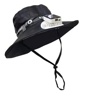 Sombrero de ala ancha con ventilador sin escobillas y energía solar, gorra de sol con sistema de carga dual, pantalla de batería de 1000mAh, para senderismo y actividades al aire libre. - Product Image 2