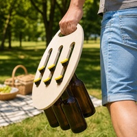 Porte-bouteilles en bois pour 6 bouteilles de bière, panneau personnalisé, porte-boissons en bois, cadeau pour homme
